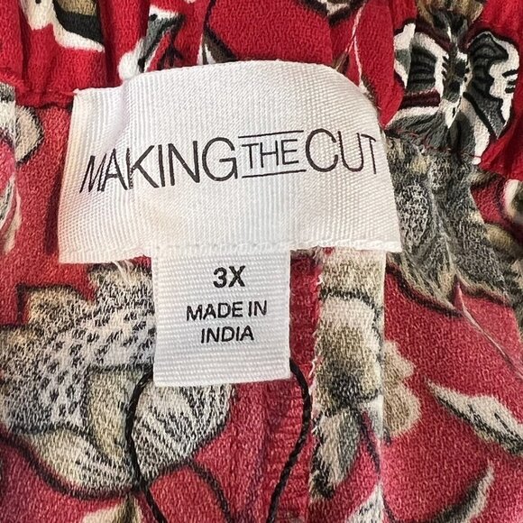 Making the Cut Season 3 Red Floral Crepe Pleated Wide Leg Pants size 3X NWT - Picture 4 of 8